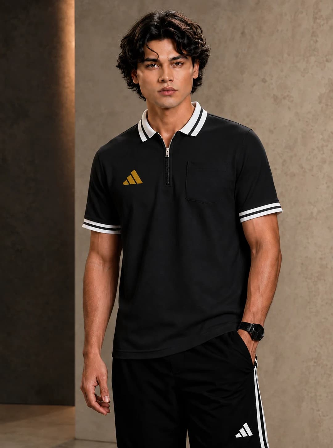 TX143 Black men's polo
